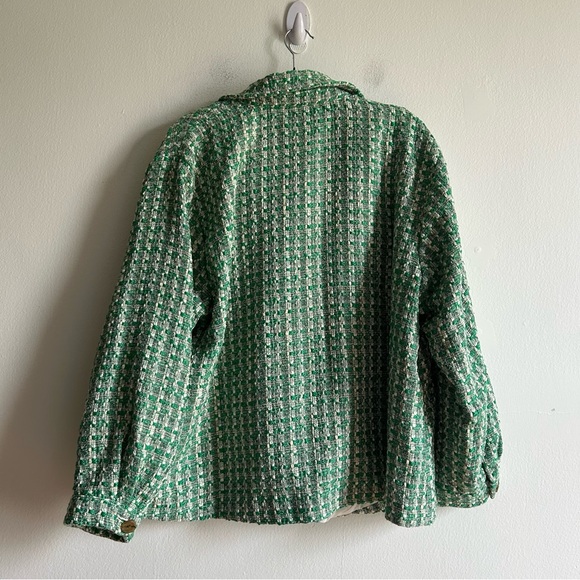 Anthropologie Maeve Sz XL Tweed Green Button Front Shacket Jacket - Picture 11 of 14